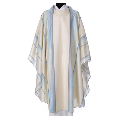 Blue Chasuble in pure Tasmanian wool with double twisted yarn 1