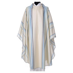 Blue Sacred Chasuble in pure Tasmanian wool with double twisted yarn