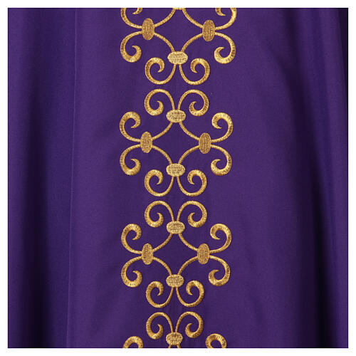 Liturgical chasuble in polyester with floral embroidery 2