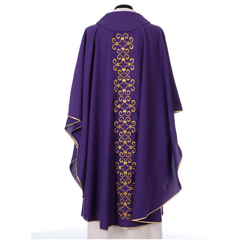 Liturgical chasuble in polyester with floral embroidery 3