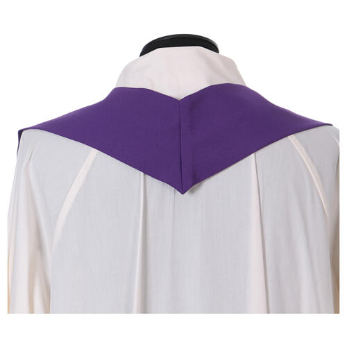 Liturgical chasuble in polyester with floral embroidery 5