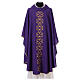 Liturgical chasuble in polyester with floral embroidery s1