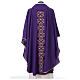 Liturgical chasuble in polyester with floral embroidery s3