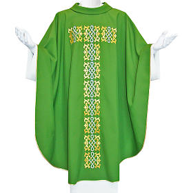 Chasuble in polyester with floral embroidery