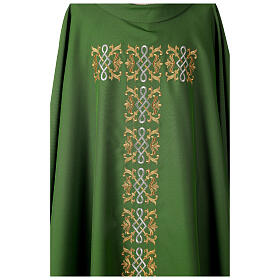 Chasuble in polyester with floral embroidery