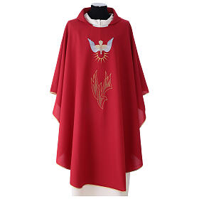 Chasuble in polyester with flames and Holy Spirit