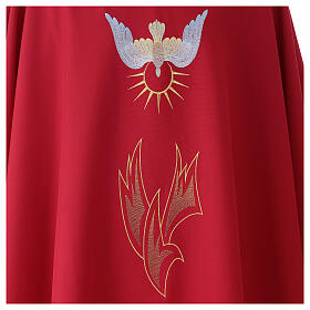 Chasuble in polyester with flames and Holy Spirit