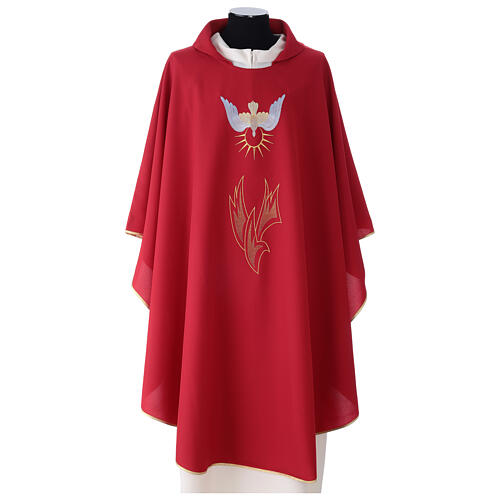 Chasuble in polyester with flames and Holy Spirit 1