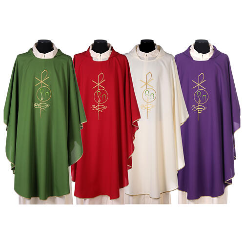 Chasuble in polyester with Chi-Rho and Alpha Omega symbol 1