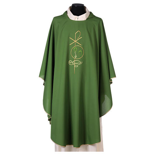 Chasuble in polyester with Chi-Rho and Alpha Omega symbol 3