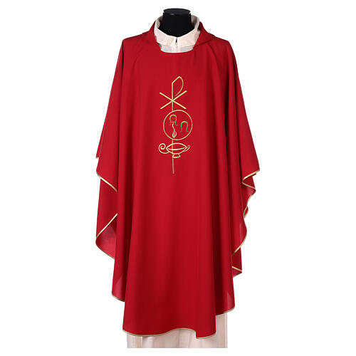Chasuble in polyester with Chi-Rho and Alpha Omega symbol 4