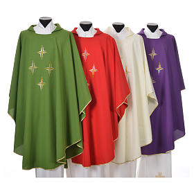 Liturgical chasuble in polyester with four crosses
