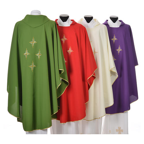 Liturgical chasuble in polyester with four crosses 2