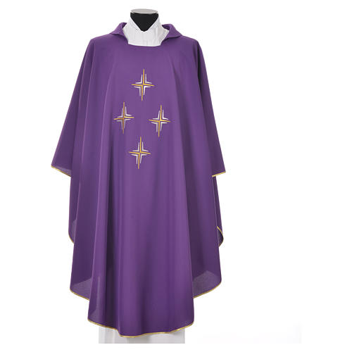 Liturgical chasuble in polyester with four crosses 4