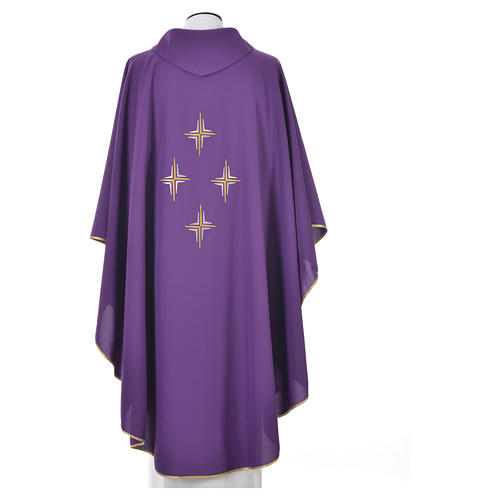 Liturgical chasuble in polyester with four crosses 5