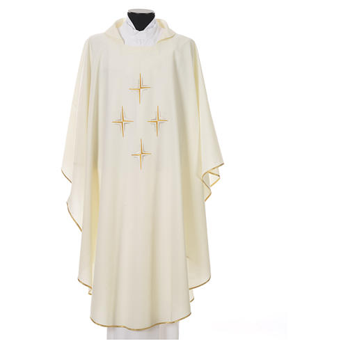 Liturgical chasuble in polyester with four crosses 6