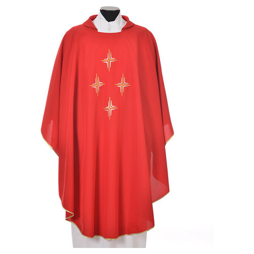 Liturgical chasuble in polyester with four crosses 8