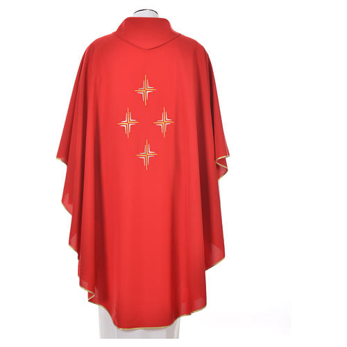 Liturgical chasuble in polyester with four crosses 9