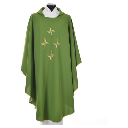 Liturgical chasuble in polyester with four crosses 10