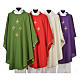 Liturgical chasuble in polyester with four crosses s1