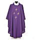 Liturgical chasuble in polyester with four crosses s4