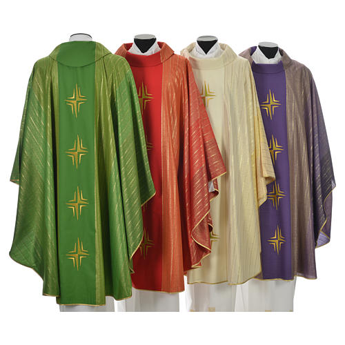 Latin Chasuble with 4 crosses in Tasmanian wool with double twisted yarn 2