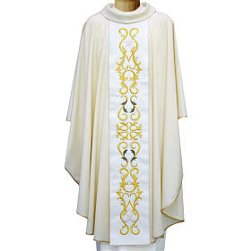 Chasuble in pure wool with double twisted yarn and embroidery