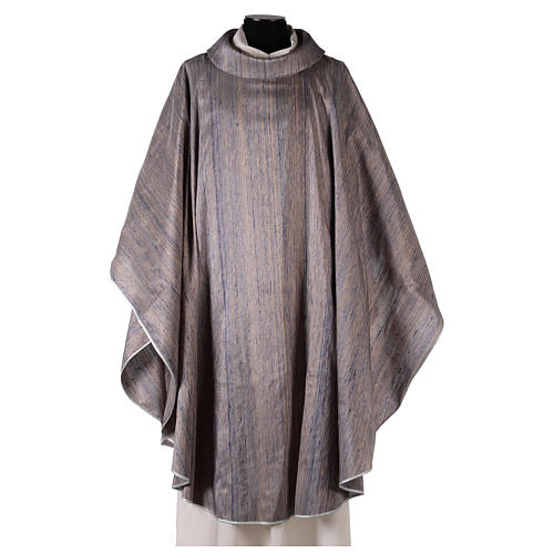 Blue Priest Chasuble in pure Shantung silk 1