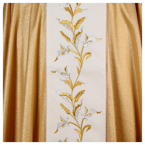 Golden chasuble in pure wool and lurex with wheat embroidery 4