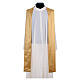 Golden chasuble in pure wool and lurex with wheat embroidery s5