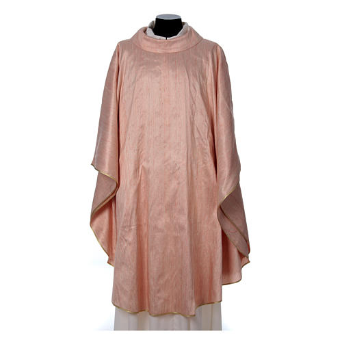Pink Chasuble in pure Shantung silk 1