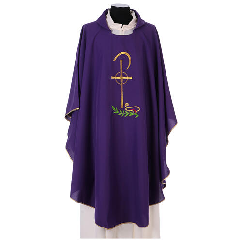 Chasuble in polyester with Chi-Rho and wheat symbol 6