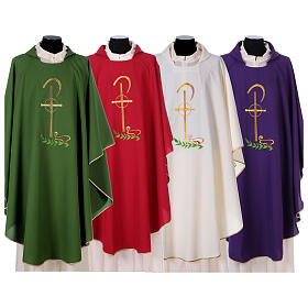 Gothic Chasuble with Chi-Rho and wheat symbol in polyester