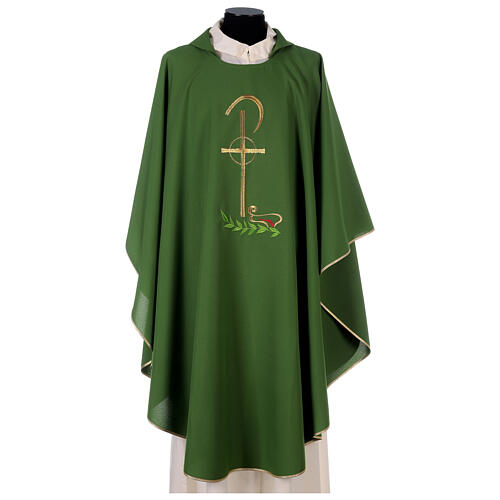 Gothic Chasuble with Chi-Rho and wheat symbol in polyester 3