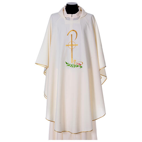 Gothic Chasuble with Chi-Rho and wheat symbol in polyester 5