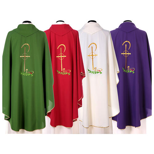 Gothic Chasuble with Chi-Rho and wheat symbol in polyester 7