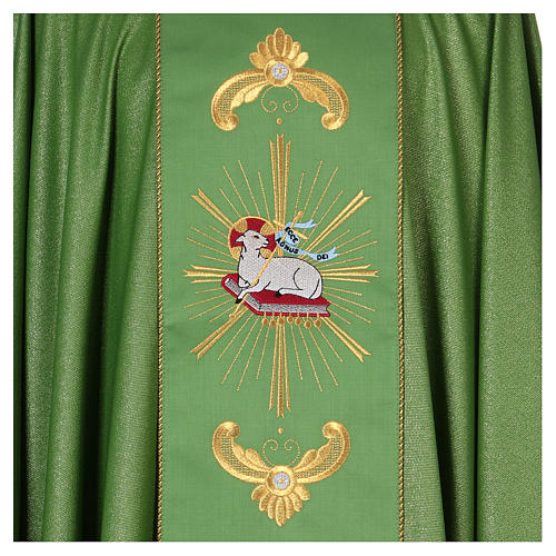 Priest Chasuble in wool and lurex with embroidery on galloon 2