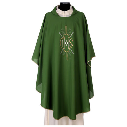 Chasuble in polyester with JHS and rays embroidery 1