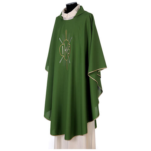 Latin Chasuble with JHS and rays embroidery in polyester 3