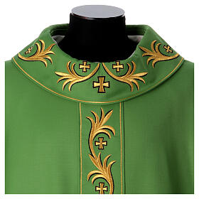 Chasuble in pure wool with floral embroidery on galloon