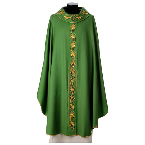 Chasuble in pure wool with floral embroidery on galloon 1
