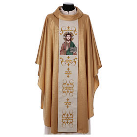 Chasuble in wool and lurex, double twisted yarn and embroidery