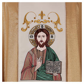 Chasuble icône Christ enseignant 93% laine, 3% viscose et 4% polyester, double retor