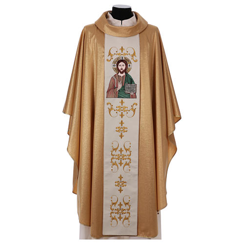Chasuble icône Christ enseignant 93% laine, 3% viscose et 4% polyester, double retor 1