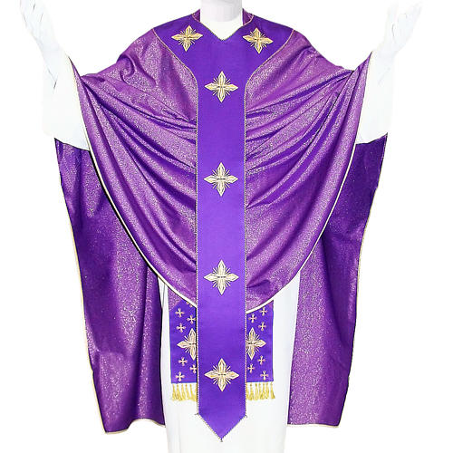 Casulla medieval cruces 90% pura lana virgen y 10% lurex 1
