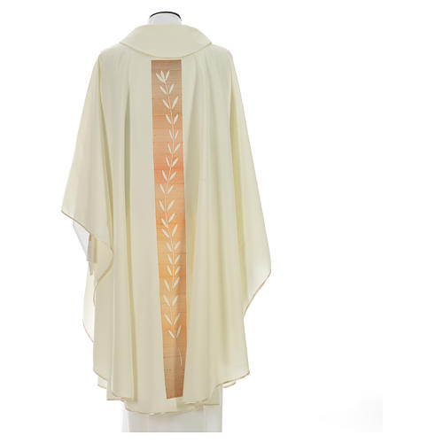 Chasuble in polyester with olive branch embroidery on orphrey 6
