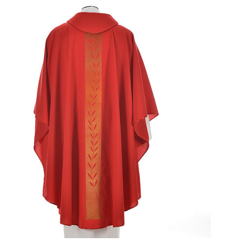 Chasuble in polyester with olive branch embroidery on orphrey 8