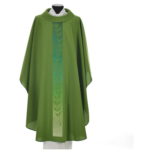 Chasuble in polyester with olive branch embroidery on orphrey 9