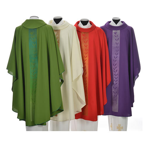 Chasuble rameau d'olivier sur bande centrale polyester 2