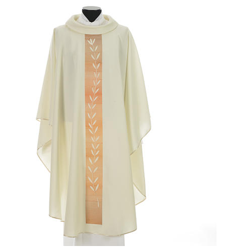 Chasuble rameau d'olivier sur bande centrale polyester 5